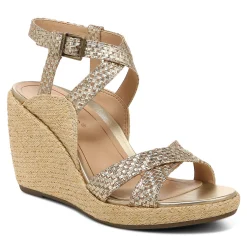 Hot Vionic Bonita Wedge Sandal Gold|Black|Macaroon