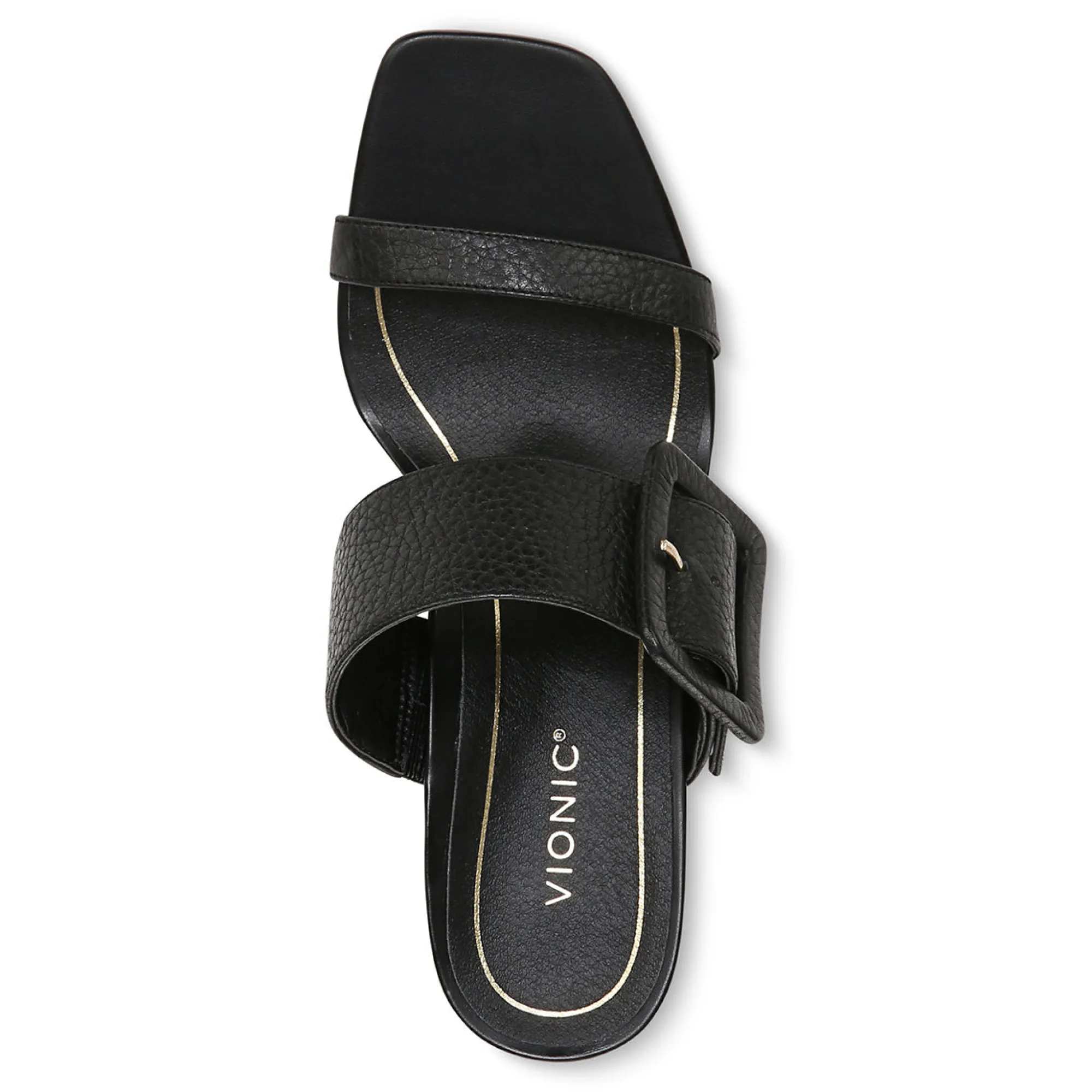 Store Vionic Brookell Heeled Sandal Black Leather|Black Suede|Cream|Gold