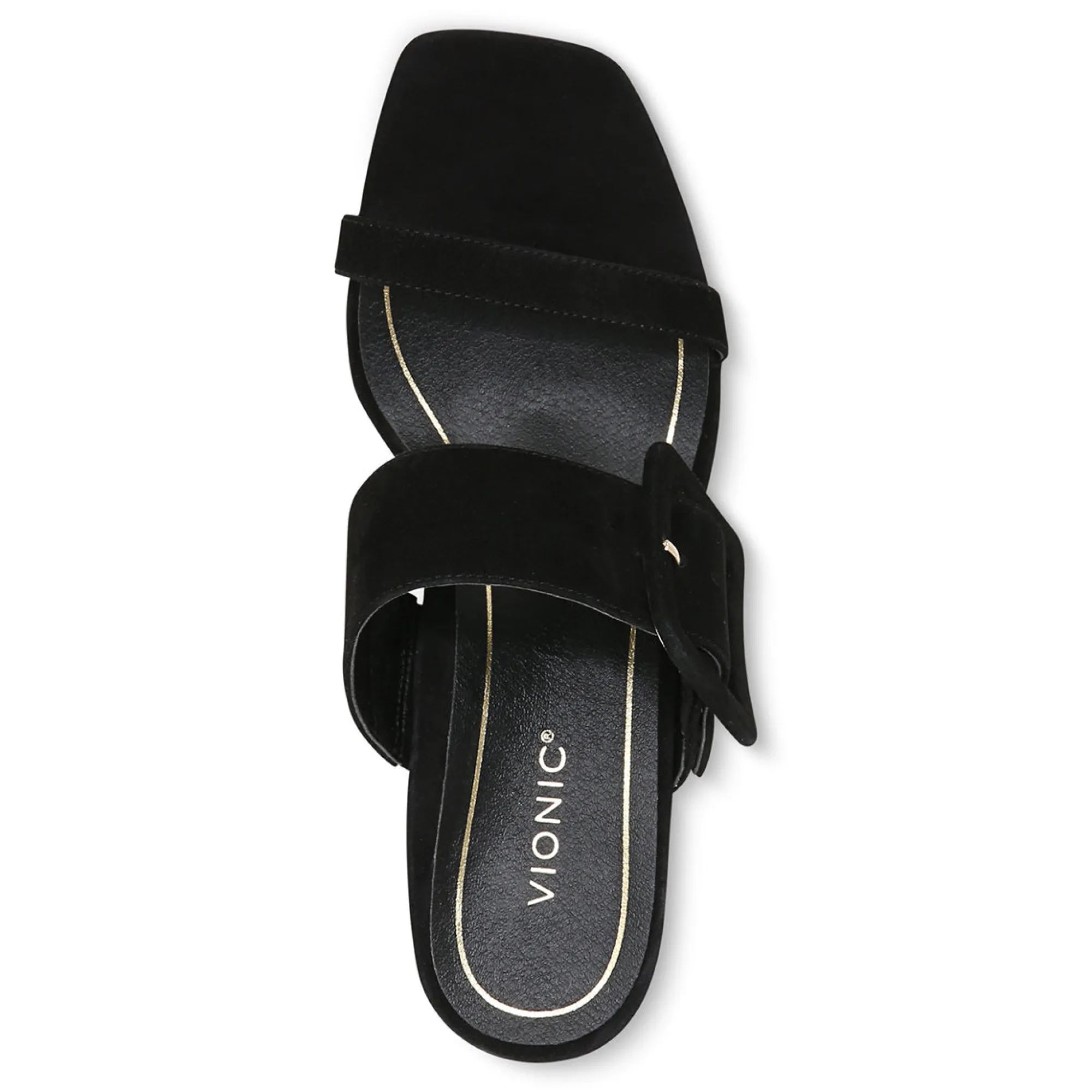 Store Vionic Brookell Heeled Sandal Black Leather|Black Suede|Cream|Gold