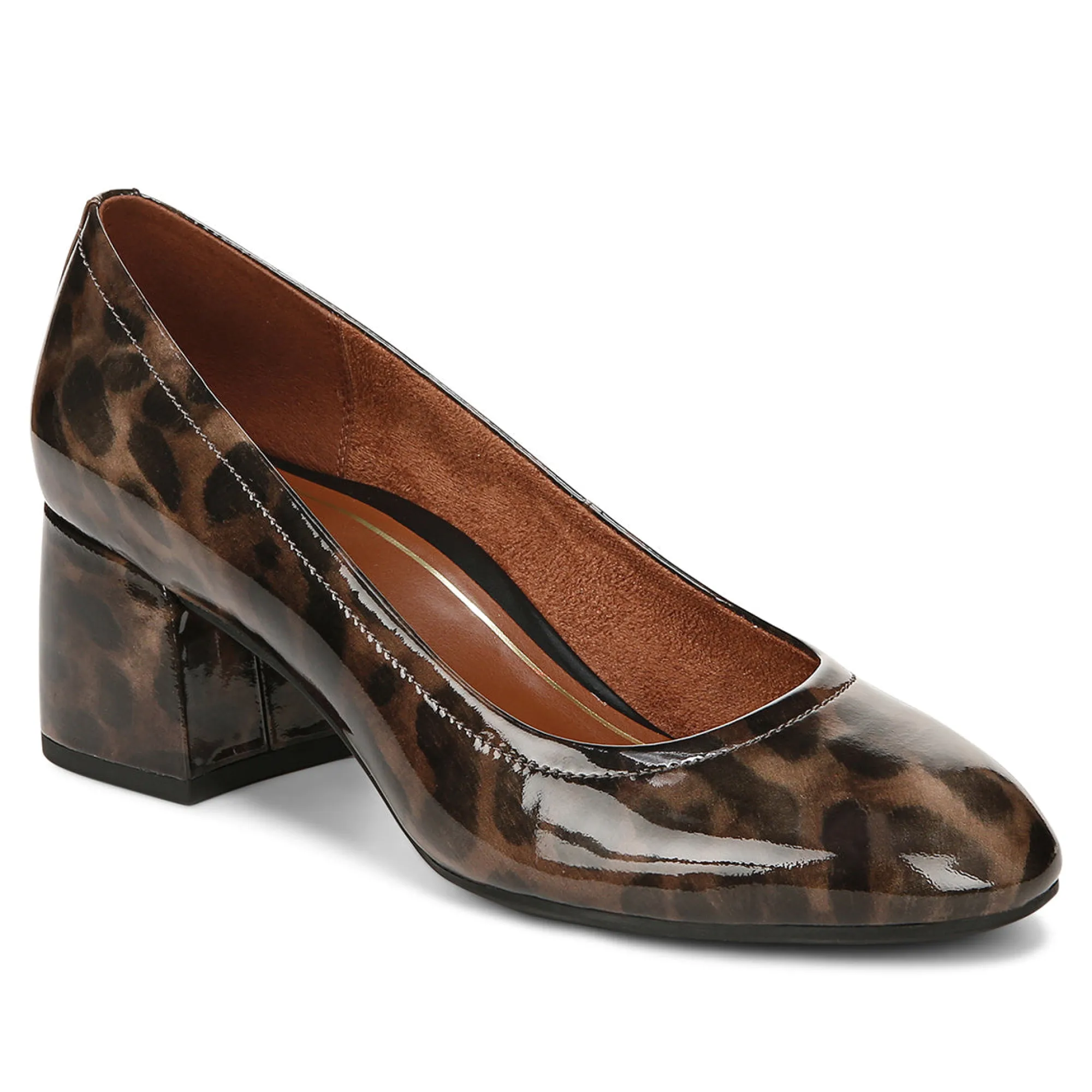 Clearance Vionic Carmel Heel Black|Black Patent Leopard|Crimson Red|Pewter Metallic