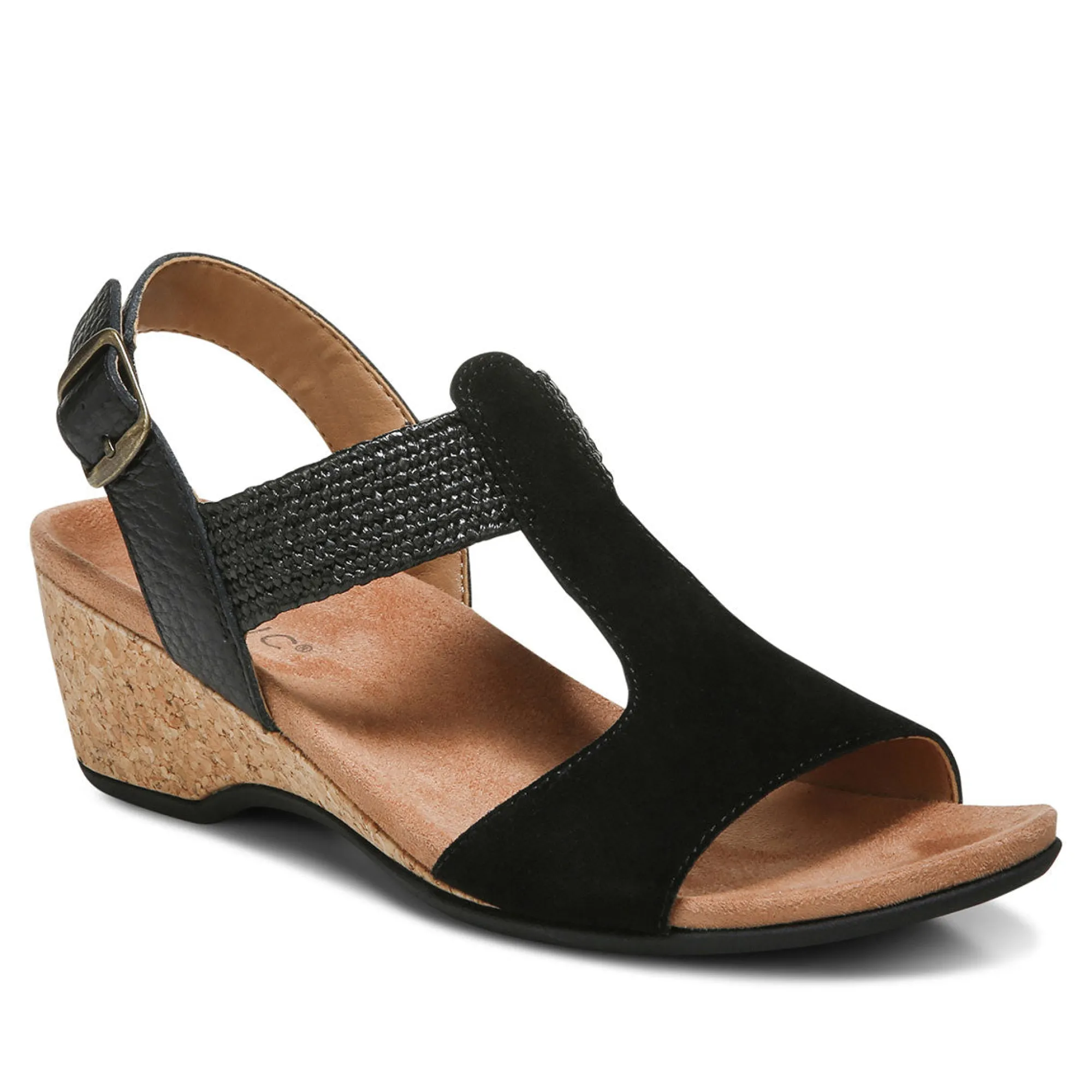 Clearance Vionic Kaytie Wedge Sandal Black|Blue Haze|Clay|Semolina
