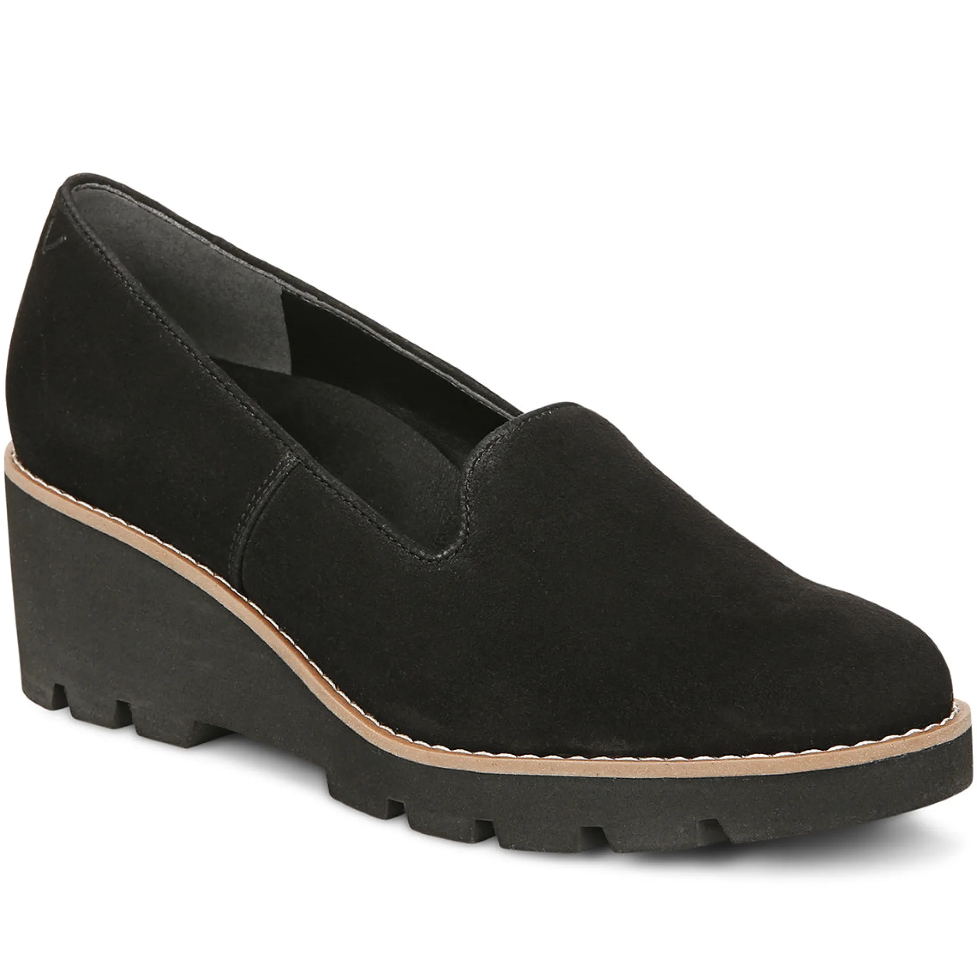 Discount Vionic Willa Wedge Black Leather|Black Suede|Navy Suede|Toffee Suede