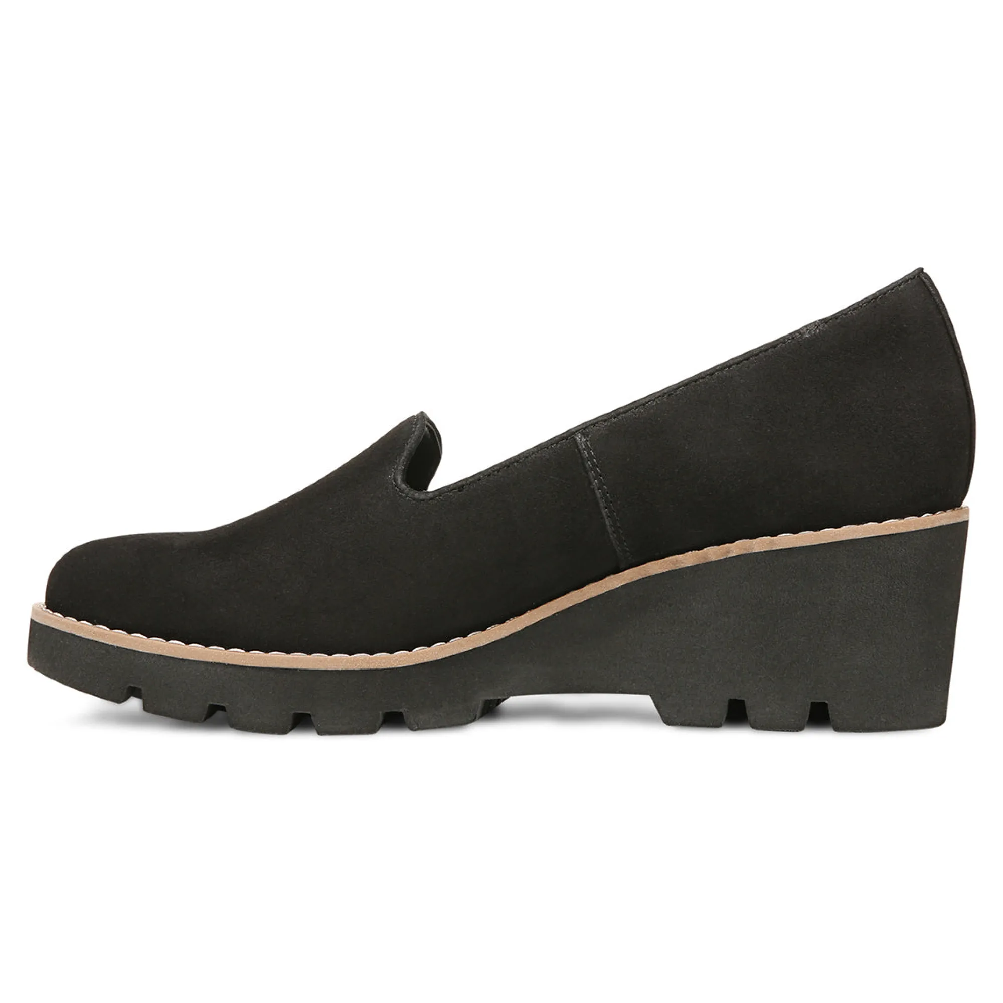 Discount Vionic Willa Wedge Black Leather|Black Suede|Navy Suede|Toffee Suede