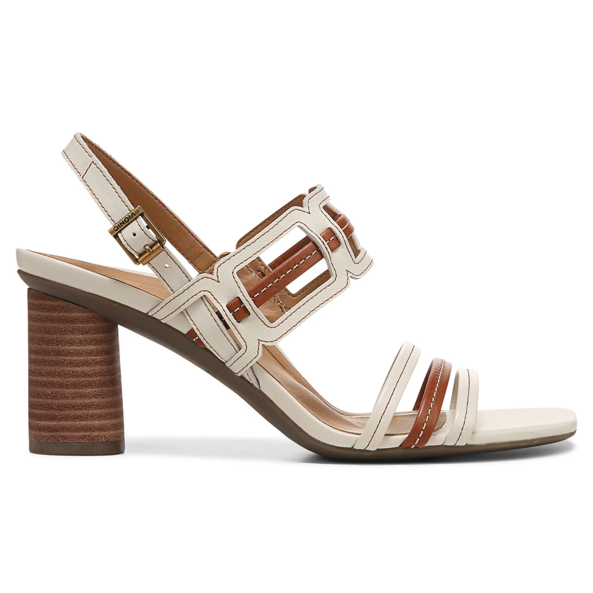 Clearance Vionic Zaphira Heeled Sandal Tan|Black|Cream